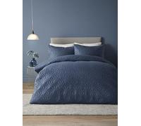 Serene - Funda de edredón Bordada Floral Azul Oscuro, tamaño King (230 x 220 cm), Ropa de Cama de Lujo, Tacto Suave, patrón pinsonic/ultrasónico, edredón en Relieve Azul Marino - Colección Cavili