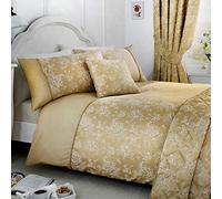 Serene - Jasmine - Juego de Funda de edredón de fácil Cuidado | Tamaño de Cama Individual | Ropa de Cama Dorada champán