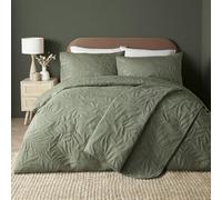 Serene Luana Collection - Juego de Funda de edredón (260 x 220 cm), diseño de Hojas, Color Verde Caqui y Verde