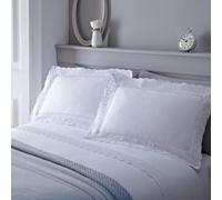 Serene Renacimiento - Juego de Funda nórdica Bordada con Encaje - Cama Matrimonio Grande - Color Blanco - Diseño Elegante - Fácil Cuidado - Ropa de Cama clásica para Dormitorio