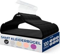 SereneLife 100 Perchas Negras y Antideslizantes - Perchas de Terciopelo y Ahorro de Espacio con Gancho Giratorio, soporta hasta 4,5 kg - para Almacenamiento y organización sin Arrugas - Ropa Hangers