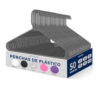 SereneLife 50 Perchas de plástico, Juego de Perchas de Ropa Delgadas Resistentes Que ahorran Espacio, con Gancho de Metal Giratorio de 360 Grados, Puede soportar hasta 10 Libras para Abrigos Chaquetas