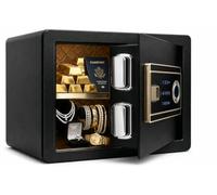 SereneLife - Caja fuerte para casa | Acceso electrónico por huella digital, caja fuerte para el hogar y la oficina, teclado táctil y cerradura, acero, incluye 2 llaves maestras