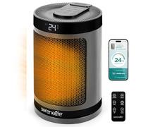 SereneLife calefactor eléctrico cerámico PTC 1500W bajo consumo, WiFi vía app móvil, Termostato digital, Mando a distancia, Temporizador de 12 horas