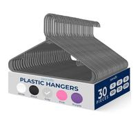 SereneLife Juego de 30 perchas de plástico, juego de perchas de ropa delgadas resistentes que ahorran espacio con gancho de metal giratorio de 360 grados puede soportar hasta 10 libras. para chaquetas