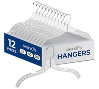 SereneLife Paquete de 12 Perchas de plástico Transparente, Ligeras, Antideslizantes, con Hombros con Muescas y Gancho Giratorio para Ropa, Camisas, Trajes, Vestidos, Chaquetas, diseño Ultrafino Que