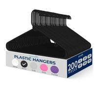 SereneLife Perchas de Plástico Blancas 150 Pcs, Juego de Perchas Duraderas con Diseño Antideslizante, Perchas Tubulares con 2 Ganchos Integrados para Correas, Paquete Mega para Ropa