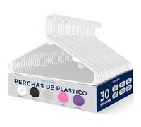 SereneLife Perchas de Ropa, Blancas, Plastico, Standard, Mega Pack, 30 Piezas, Adultos, Niños, Ahorran Espacio, Duraderas