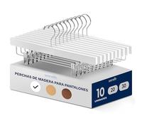 SereneLife Perchas Madera con Clips, Ideales para Pantalones, Trajes, Shorts, Gancho Giratorio de 360°