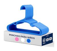 SereneLife Perchas plasticas para niños, Pack de 60, Antideslizantes, Ahorradores de Espacio, Ideal Tambien para Ropa de Recien Nacidos y Bebes