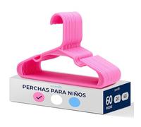SereneLife Perchas plasticas para niños, Pack de 60, Antideslizantes, Ahorradores de Espacio, Ideal Tambien para Ropa de Recien Nacidos y Bebes