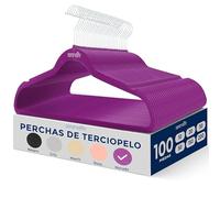 SereneLife Perchas, Ropa, de Terciopelo, Antideslizantes, Finas y Suaves. 100 Piezas, con Gancho Giratorio de 360°