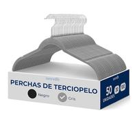 SereneLife Perchas, Ropa, de Terciopelo, Antideslizantes, Finas y Suaves. 50 Piezas, con Gancho Giratorio de 360°