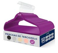 SereneLife Perchas, Ropa, de Terciopelo, Antideslizantes, Finas y Suaves. 50 Piezas, con Gancho Giratorio de 360°