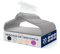 SereneLife Perchas Ropa, Terciopelo, 20 Piezas, Antideslizantes, Finas y Suaves, con Gancho Giratorio de 360°