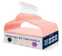 SereneLife Perchas Ropa, Terciopelo, 20 Piezas, Antideslizantes, Finas y Suaves, con Gancho Giratorio de 360°