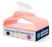 SereneLife Perchas Ropa, Terciopelo, 30 Piezas, Antideslizantes, Finas y Suaves, con Gancho Giratorio de 360°