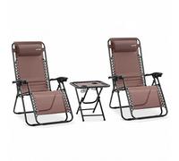 SereneLife sillas reclinables de Exterior, Set de 2, Tumbonas, con Almohada Desmontable, Portavasos, Plegables, Portatiles, Zero Gravity, Ideales para Camping, Patio, Jardin, Piscina o Playa