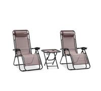 SereneLife Zero Gravity - Juego de 2 sillas Ajustables para Exteriores con Mesa Auxiliar, portavasos, Almohadas extraíbles, Plegables, portátiles, Ideales para Patio, Piscina, Camping en la Playa