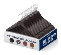 SereneLifeHome Perchas Madera, Ropa, Pack de 10, Antideslizantes, con Gancho Giratorio de 360°