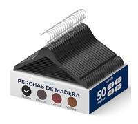 SereneLifeHome Perchas Madera, Ropa, Pack de 50, Antideslizantes, con Gancho Giratorio de 360°