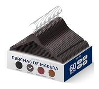 SereneLifeHome Perchas Madera, Ropa, Pack de 60, Antideslizantes, con Gancho Giratorio de 360°