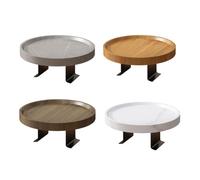 Serenophile Bandeja de sofá, mesa de sofá, bandeja para reposabrazos, mesa auxiliar con clip para bebidas, aperitivos, control remoto, ajustable de 5 a 25,5 cm, diseño de madera que ahorra espacio