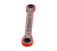 Serenophile Llave de trinquete de refrigeración 4 en 1, herramienta HVAC de cabeza cuadrada para reparación de CA, llave de acero resistente con palanca reversible de 140 mm (B)