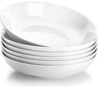 Serie estándar, juego de 6 piezas: plato para pasta, plato para sopa, ensaladera de porcelana color crema, plato de servicio, platos hondos para espagueti, cuenco grande para pasta, sopas, ensaladas y