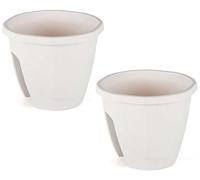 Serinova Jardinera Barandilla Balcón, Set 2 Unidades, 29 cm, 7,5 litros, Maceta Colgar (Blanco)