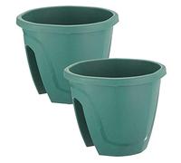 Serinova Jardinera Barandilla Balcón, Set 2 Unidades, 29 cm, 7,5 litros, Maceta Colgar (Verde)