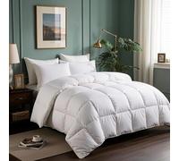 Serta Goose Feathers Down Fiber Comforter Queen Size Duvet Insert,100% Cotton,Hotel Luxury Hypoallergenic Comforter 58oz All Season Medium Warmth 90 x 90 in White
