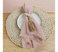 Servilleta de algodón de Gasa Rosa, 24 Uds., 42x42cm, Toalla de té Reutilizable, decoración de Mesa de Navidad para Fiesta de Boda, servilletas Retro con Rebabas