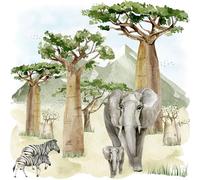 Servilletas Baobab Scenery - Elefantes cebra bosque - Almuerzo 33 x 33 cm 20 unidades