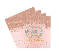 Servilletas de 60 cumpleaños de oro rosa, 20 unidades, servilletas de fiesta de cumpleaños 60 para mujer