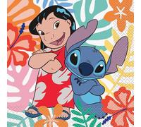Servilletas de almuerzo multicolor de Lilo and Stitch de Disney, 16 unidades, perfectas para cumpleaños, fiestas temáticas y uso diario