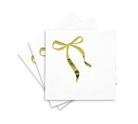 Servilletas de cóctel con lazo, servilletas desechables de 3 capas de lámina dorada para Navidad, fiestas de vacaciones, bodas, baby showers, despedidas de soltera, cumpleaños y celebraciones, 50