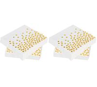 Servilletas De Lunares Dorados De 3 Capas - Papel Laminado Blanco y Dorado Para Fiestas Decorativas, Cumpleaños, Bodas y Celebraciones Navideñas (33x33cm) (Paquete de 2, 60 Unidades)