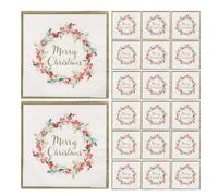 Servilletas de papel de Navidad - 20 x corona de bayas, servilletas de bebidas de cóctel para fiestas, toallas de invitados para vacaciones, toallas festivas de 2 capas con capas fuertes absorbentes