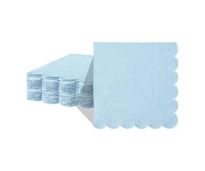 Servilletas de Papel JINYUDOME, Servilletas de Cóctel Azules con Borde Festoneado, 9.84x9.84 Pulgadas, Borde Ondulado, Impresas, para Bar y Fiestas Blue