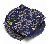 Servilletas de papel para fiestas, 50 hojas, servilletas decorativas florales para cumpleaños, eventos, decoupage, azul marino, 3 capas, 6.5 x 6.5 pulgadas
