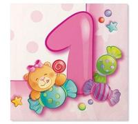 Servilletas de primer cumpleaños para niña.