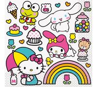 Servilletas multicolor de Hello Kitty & Friends, 16 unidades, perfectas para cumpleaños, fiestas temáticas y uso diario