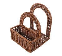 Servilletero de Imitación Ratán Dos Compartimentos, Café | Plástico, Textura Tejida y Base Estable, para Mesa de Comedor y Carrito de Servicio
