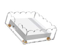 Servilletero decorativo de acrílico para cóctel con recogida lateral abierta, pies dorados, exhibición de para carrito de bebidas, servilletero de acrílico transparente, organizador de