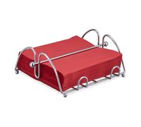 Relaxdays Servilletero de Mesa con Peso, Portaservilletas, Dispensador Servilletas 33 x 33 cm, Metal, 1 Ud., Plateado
