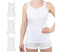 SES Camiseta interior de 3 piezas con encaje fabricado en 100% algodón para Mujer Blanco 44