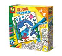 SES Creative 14690 - Colour by number - Triangular Grip colouring pens, 6 large