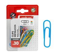 SET 180 CLIPS STARPLAST - Clips metálicos, 50 mm longitud, colores variados, para sujeción, manualidades, oficina y/o escuela - PACK 6