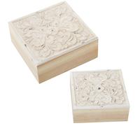 Set 2 cajas madera caladas 20x20x8, 5 y 16x16x6, 5cm